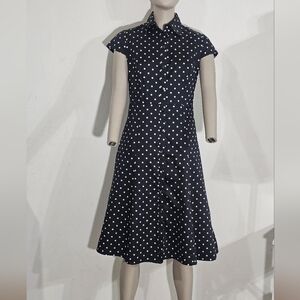 Merona Navy and White Polka Dot Midi Dress